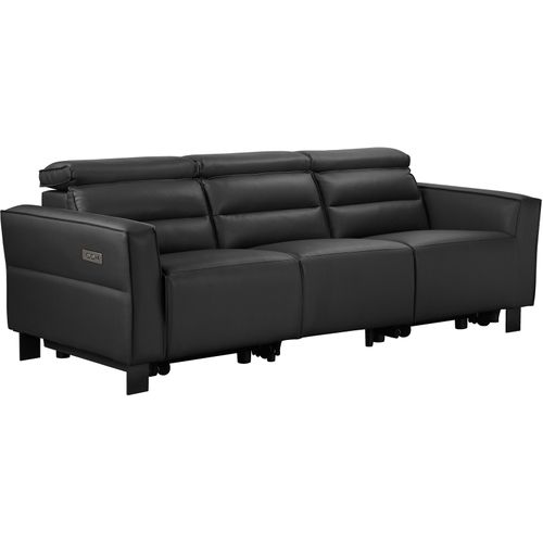 Carpari-canapé 3 Places Avec 2 Fauteuils Inclinables Électriques En Pu Noir