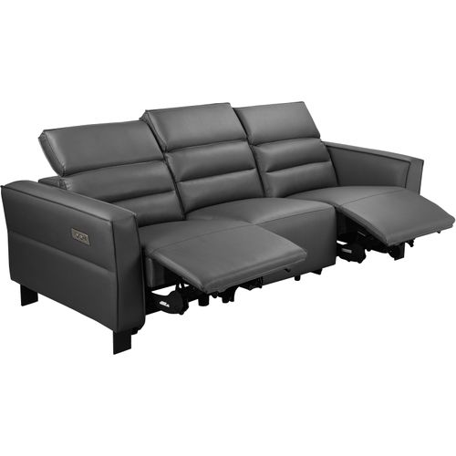Carpari-canapé 3 Places Avec 2 Fauteuils Inclinables Électriques En Pu Gris