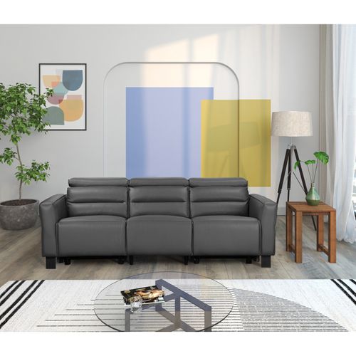 Carpari-canapé 3 Places Avec 2 Fauteuils Inclinables Électriques En Pu Gris