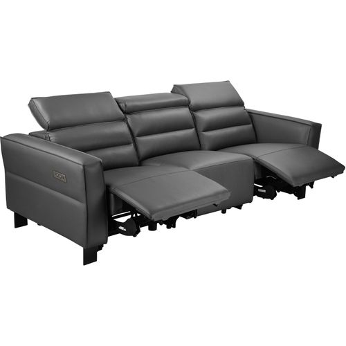 Carpari-canapé 3 Places Avec 2 Fauteuils Inclinables Électriques En Pu Gris