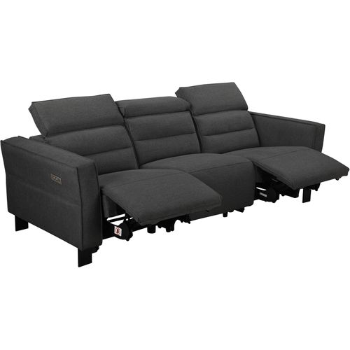 Carpari-canapé 3 Places Avec 2 Fauteuils Inclinables Électriques En Tissu Anthracite