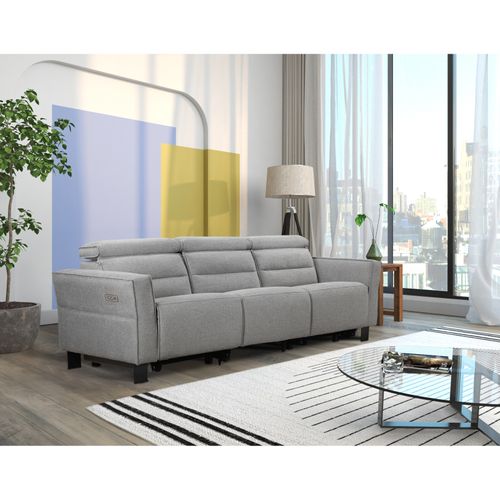 Carpari-canapé 3 Places Avec 2 Fauteuils Inclinables Électriques En Tissu Gris Clair