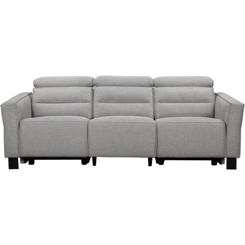 Carpari-canapé 3 Places Avec 2 Fauteuils Inclinables Électriques En Tissu Gris Clair