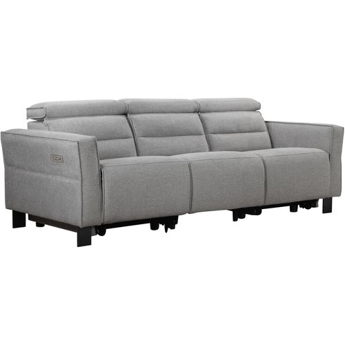Carpari-canapé 3 Places Avec 2 Fauteuils Inclinables Électriques En Tissu Gris Clair