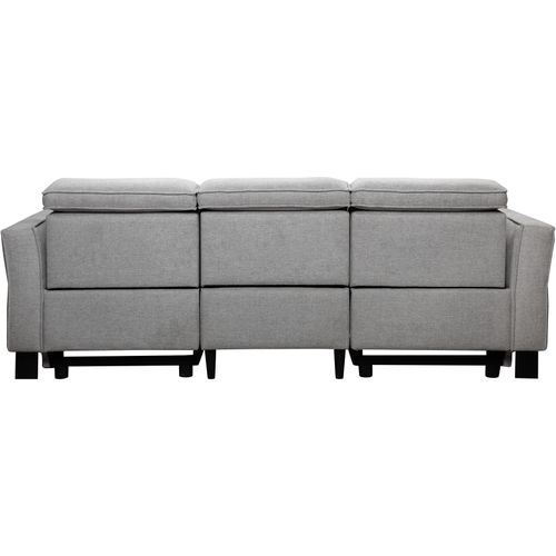Carpari-canapé 3 Places Avec 2 Fauteuils Inclinables Électriques En Tissu Gris Clair