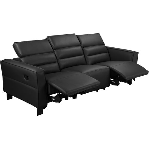 Carpari-canapé 3 Places Avec 2 Fauteuils Inclinables Manuels En Pu Noir