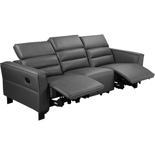 Carpari-canapé 3 Places Avec 2 Fauteuils Inclinables Manuels En Cuir Pu Gris