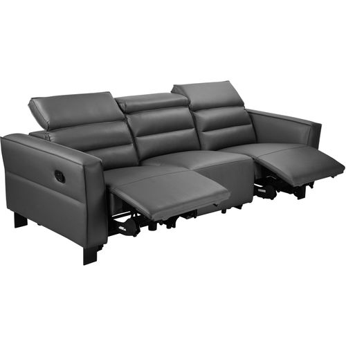 Carpari-canapé 3 Places Avec 2 Fauteuils Inclinables Manuels En Cuir Pu Gris