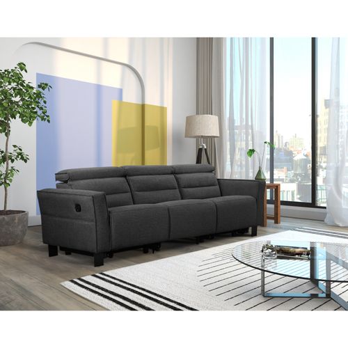 Carpari-canapé 3 Places Avec 2 Fauteuils Inclinables Manuels En Tissu Anthracite