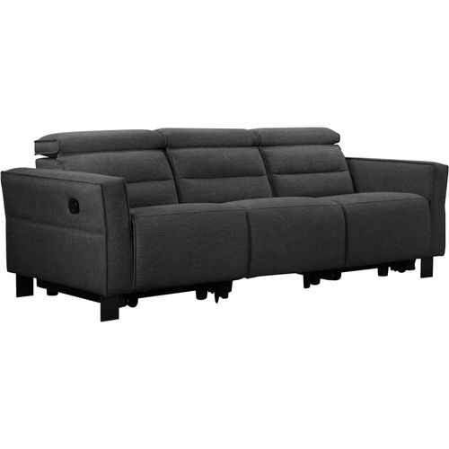 Carpari-canapé 3 Places Avec 2 Fauteuils Inclinables Manuels En Tissu Anthracite