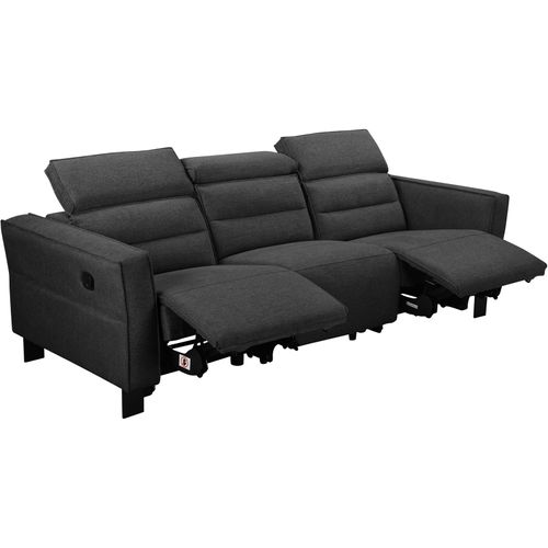 Carpari-canapé 3 Places Avec 2 Fauteuils Inclinables Manuels En Tissu Anthracite