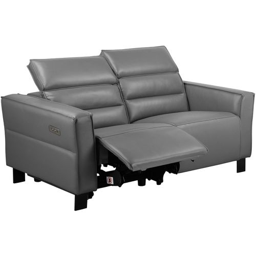 Carpari-canapé 2 Places Avec 1 Fonction Fauteuil Électrique En Cuir Pu Gris