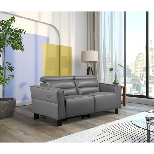 Carpari-canapé 2 Places Avec 1 Fonction Fauteuil Électrique En Cuir Pu Gris
