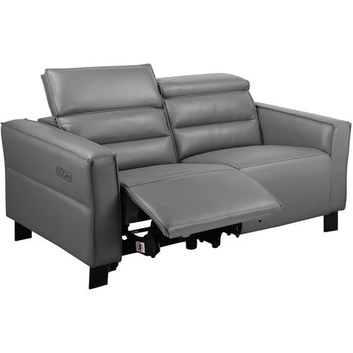 Carpari-canapé 2 Places Avec 1 Fonction Fauteuil Électrique En Cuir Pu Gris
