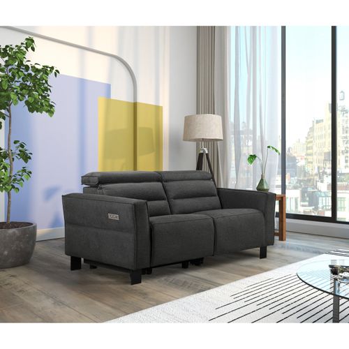 Carpari-canapé 2 Places Avec 1 Fauteuil Relax Électrique En Tissu Anthracite