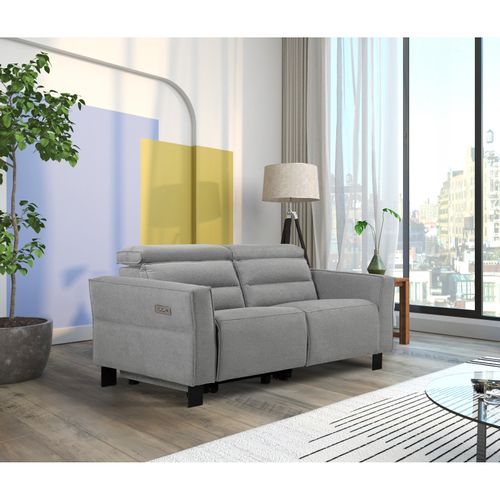 Carpari-canapé 2 Places Avec 1 Fauteuil Relax Électrique En Tissu Gris Clair