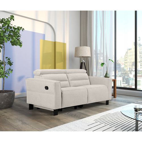 Carpari-canapé 2 Places Avec 1 Fauteuil Relax Manuel En Tissu Crème