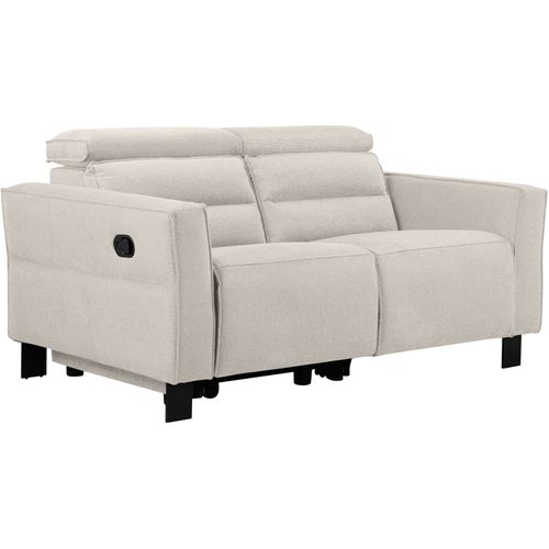 Carpari-canapé 2 Places Avec 1 Fauteuil Relax Manuel En Tissu Crème