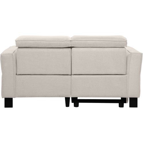 Carpari-canapé 2 Places Avec 1 Fauteuil Relax Manuel En Tissu Crème