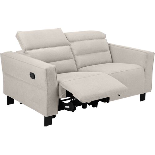 Carpari-canapé 2 Places Avec 1 Fauteuil Relax Manuel En Tissu Crème