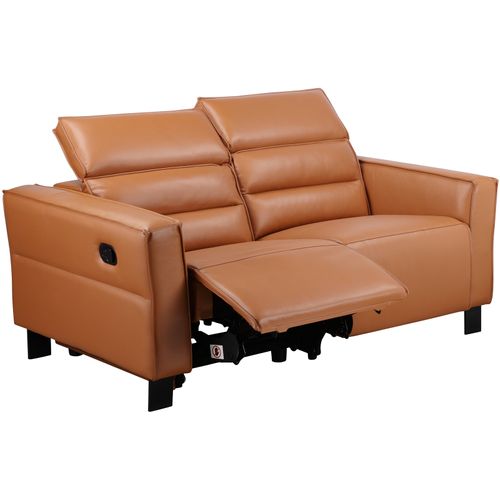 Carpari-canapé 2 Places Avec 1 Fauteuil Relax Manuel En Pu Couleur Cognac