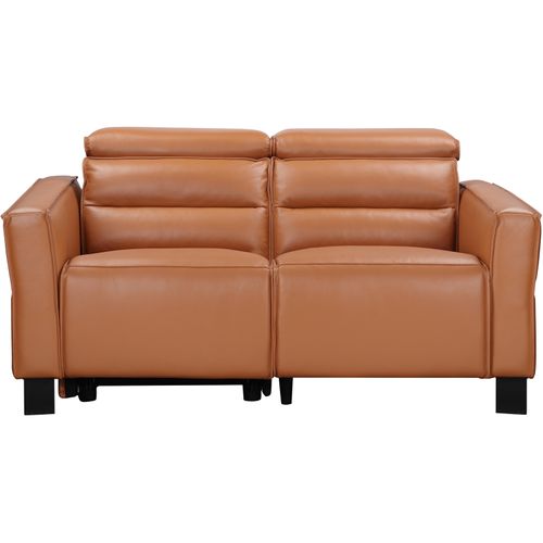 Carpari-canapé 2 Places Avec 1 Fauteuil Relax Manuel En Pu Couleur Cognac