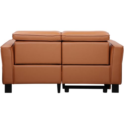 Carpari-canapé 2 Places Avec 1 Fauteuil Relax Manuel En Pu Couleur Cognac