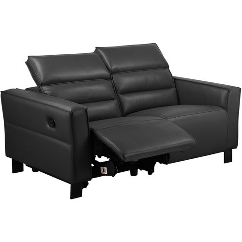 Carpari-canapé 2 Places Avec 1 Fauteuil Relax Manuel En Pu Noir