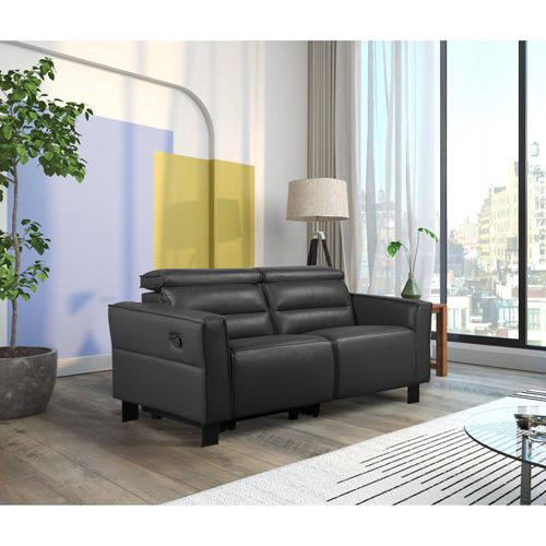 Carpari-canapé 2 Places Avec 1 Fauteuil Relax Manuel En Pu Noir