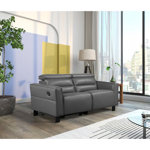 Carpari-canapé 2 Places Avec 1 Fauteuil Relax Manuel En Pu Gris