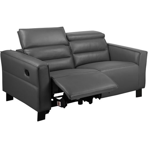 Carpari-canapé 2 Places Avec 1 Fauteuil Relax Manuel En Pu Gris