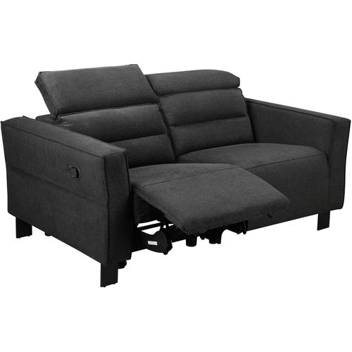 Carpari-canapé 2 Places Avec 1 Fauteuil Relax Manuel En Tissu Anthracite