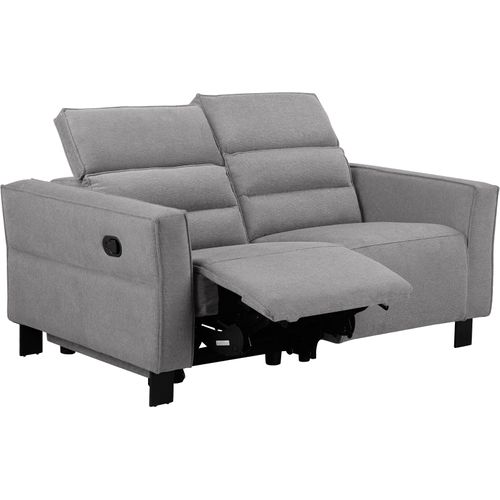 Carpari-canapé 2 Places Avec 1 Fauteuil Relax Manuel En Tissu Gris Clair