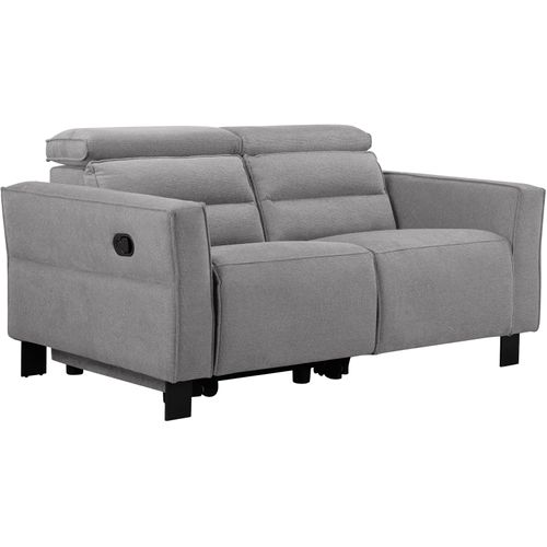 Carpari-canapé 2 Places Avec 1 Fauteuil Relax Manuel En Tissu Gris Clair