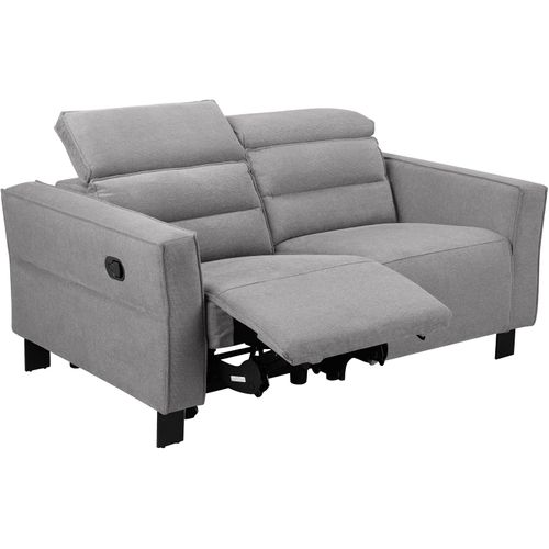Carpari-canapé 2 Places Avec 1 Fauteuil Relax Manuel En Tissu Gris Clair