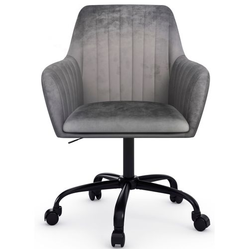 Perry2-fauteuil De Bureau En Velours Gris