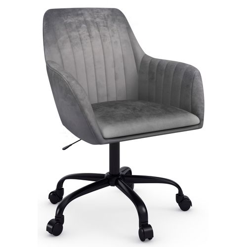 Perry2-fauteuil De Bureau En Velours Gris
