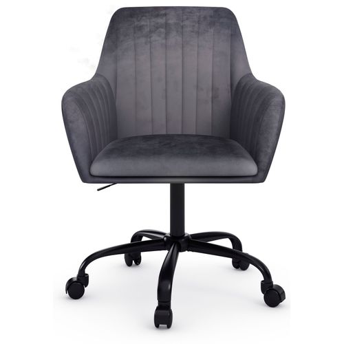 Perry2-fauteuil De Bureau En Velours Anthracite