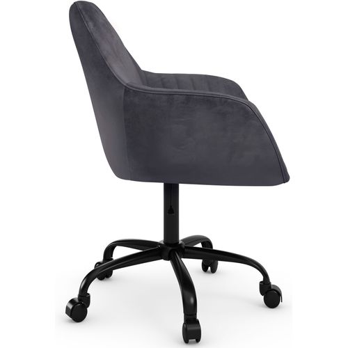 Perry2-fauteuil De Bureau En Velours Anthracite