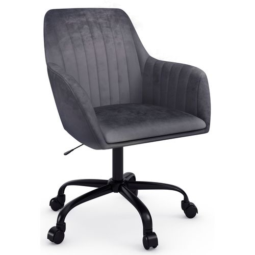 Perry2-fauteuil De Bureau En Velours Anthracite
