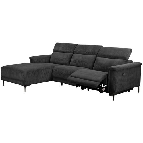 Lund-canapé 3 Places Avec 1 Relax Électrique En Tissu Anthracite