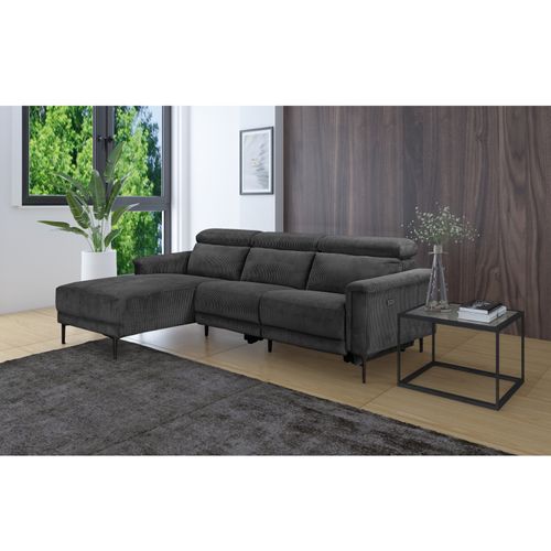 Lund-canapé 3 Places Avec 1 Relax Électrique En Tissu Anthracite