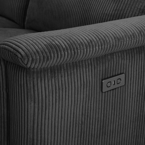 Lund-canapé 3 Places Avec 1 Relax Électrique En Tissu Anthracite