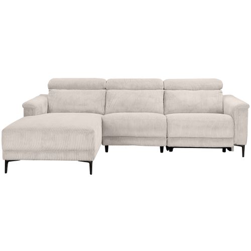 Lund-canapé D'angle 3 Places Avec Fonction Électrique En Velours Côtelé Crème