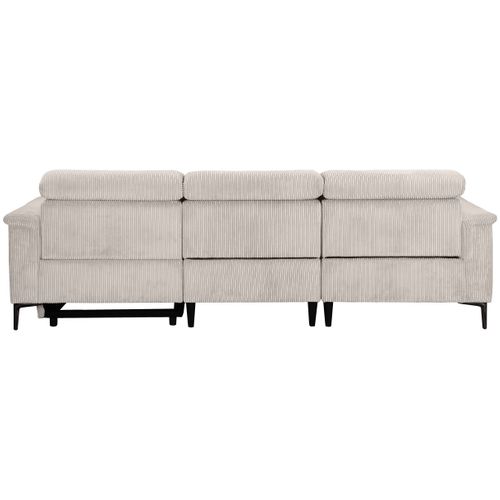 Lund-canapé D'angle 3 Places Avec Fonction Électrique En Velours Côtelé Crème