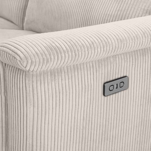 Lund-canapé D'angle 3 Places Avec Fonction Électrique En Velours Côtelé Crème