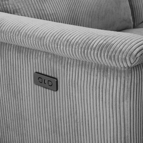 Lund-canapé D'angle 3 Places Avec 1 Relax Électrique En Velours Côtelé Gris