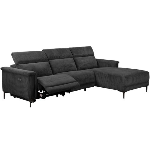 Lund-canapé 3 Places Avec 1 Relax Électrique En Tissu Anthracite