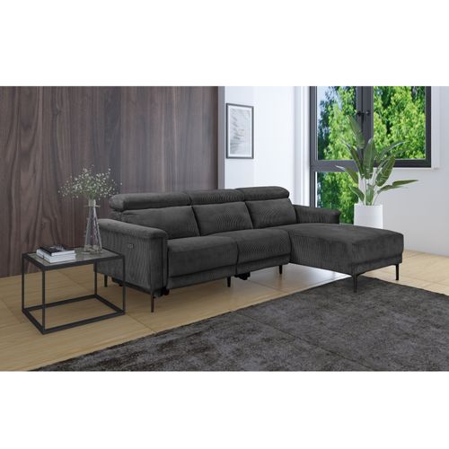 Lund-canapé 3 Places Avec 1 Relax Électrique En Tissu Anthracite
