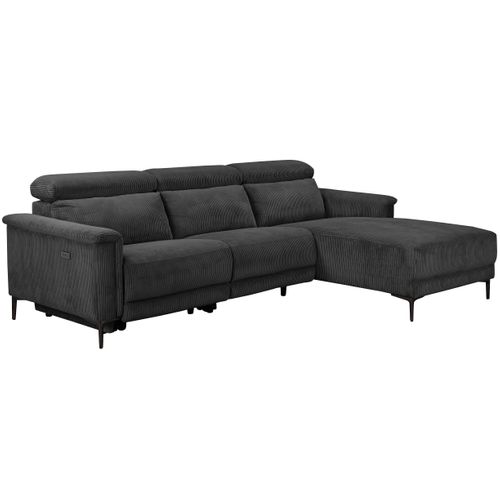 Lund-canapé 3 Places Avec 1 Relax Électrique En Tissu Anthracite